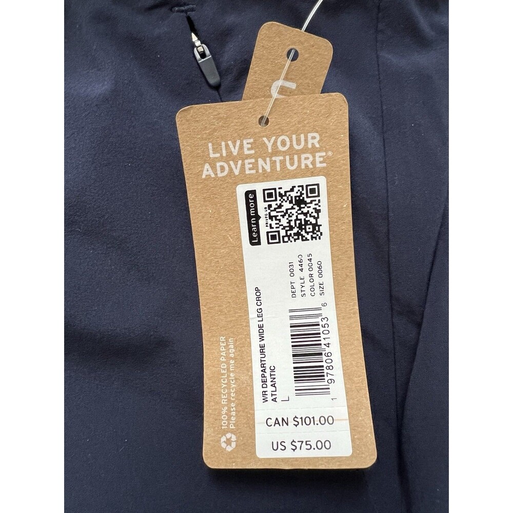 Eddie Bauer Departure Collection Wide Leg Crop Atlantic Navy NEW Sz Large - Picture 4 of 12